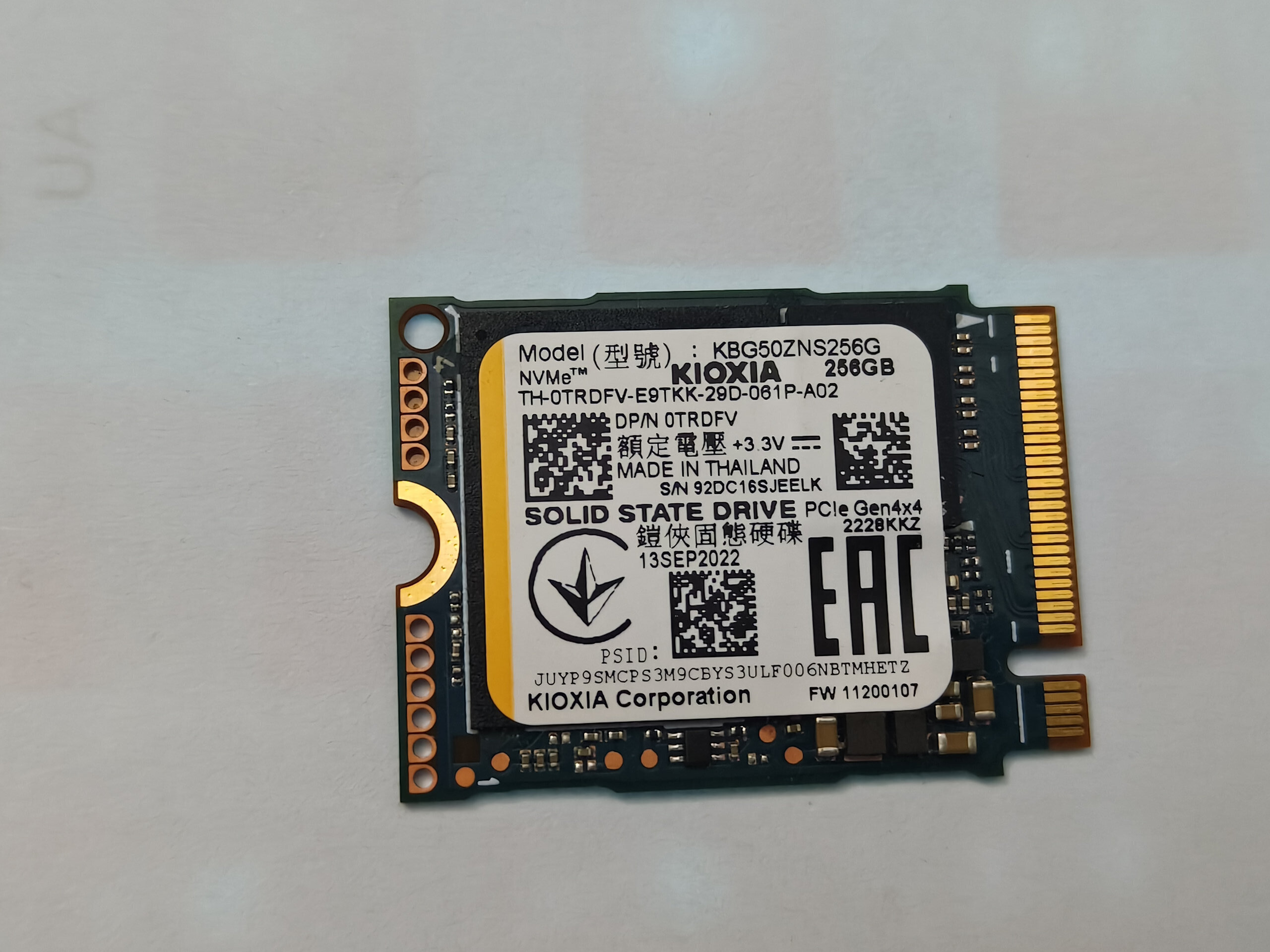 Kioxia M2 2230 PCIe Gen4 NVME SSD 256GB High Performance 90% Health Tested