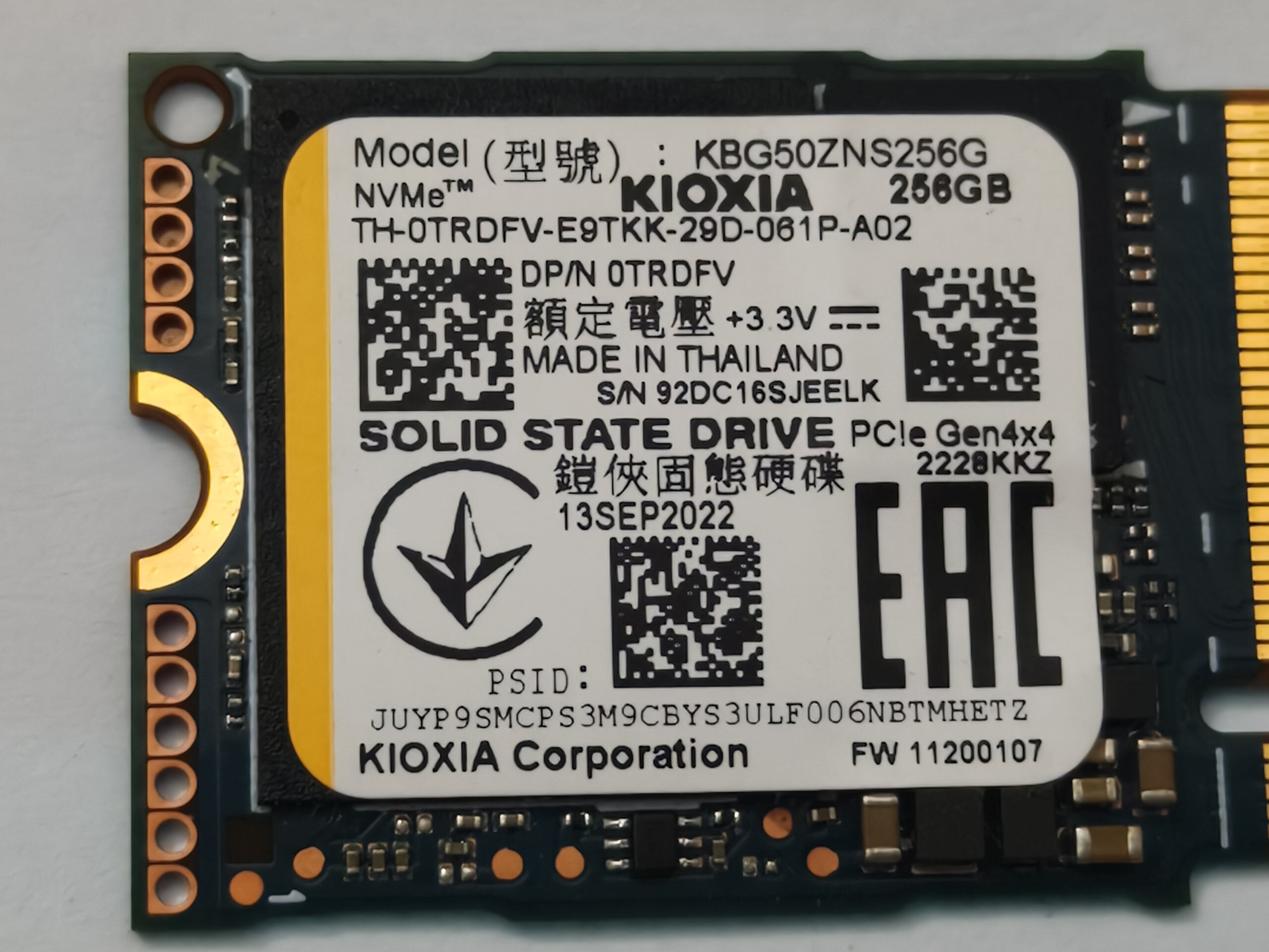 Kioxia M2 2230 PCIe Gen4 NVME SSD 256GB High Performance 90% Health Tested - Image 2