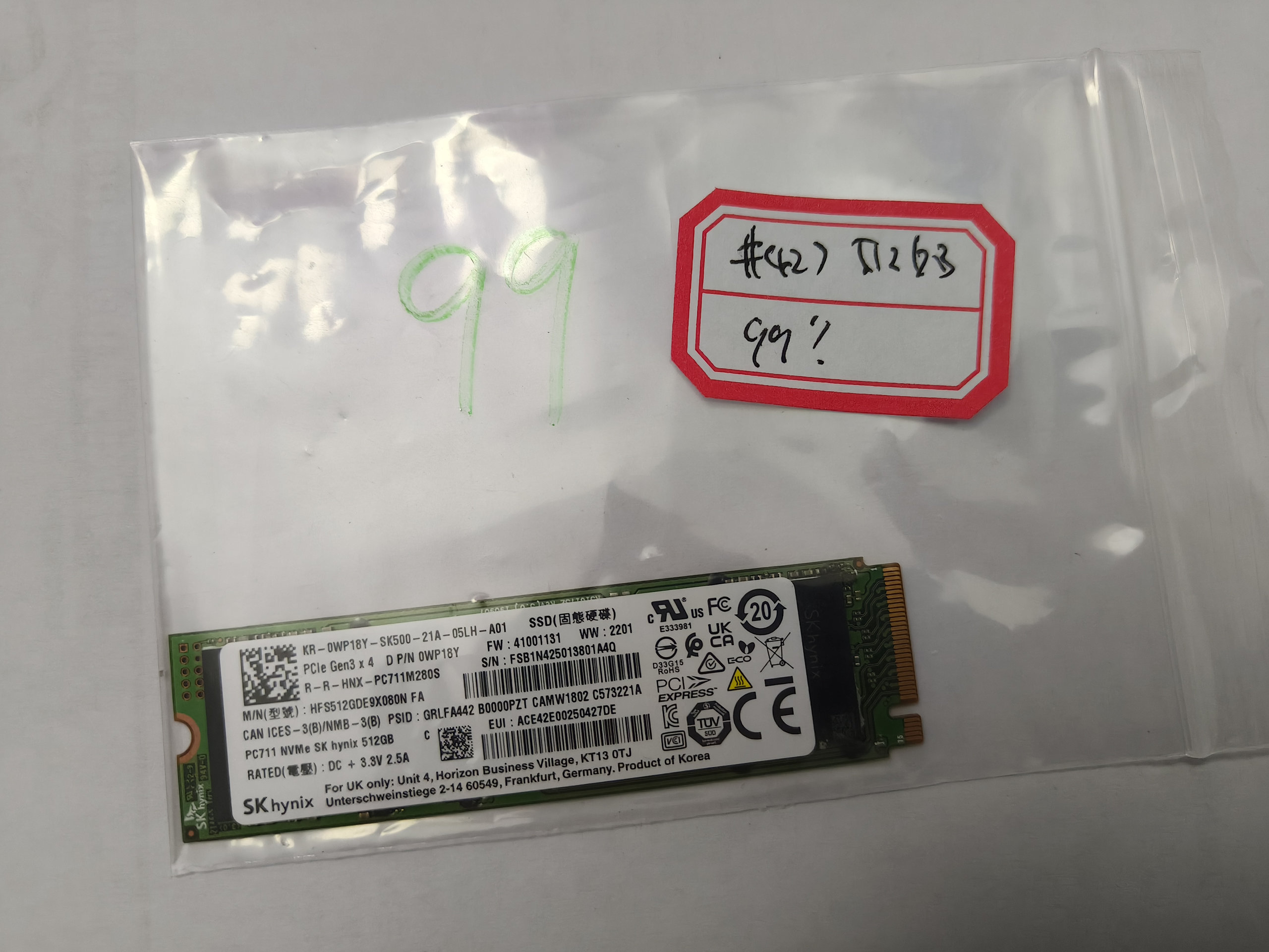 Hynix PC711 NVMe 512GB M.2 2280 PCIe SSD High Performance 99% Health Tested - Image 3